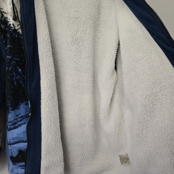 Black Canyon Sherpa Fleece Wolf Nature All Over Print Jacket Mens Size XL - Picture 8 of 14